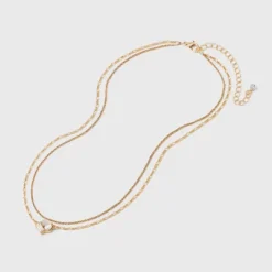 Glass Opal Pendant Multi-Strand Chain Necklace - A New Day™ Gold: Figaro Boxed Style, Lobster Claw Clasp, 16-19 Inch Length -A NEW DAY Shop GUEST 001faaf4 7398 41fd 82b4 259c791a7b35