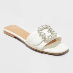 Women's Kelsey Bone Pearl Buckle Sandals - A New Day™ Cream -A NEW DAY Shop GUEST 01a24e33 64d3 4e31 bc29 24f6f5b81943