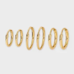 14K Gold Plated Hoop Earring Set 3pc - A New Day™ Gold -A NEW DAY Shop GUEST 055e5a80 b842 44c4 bfcc 995a66e5e908