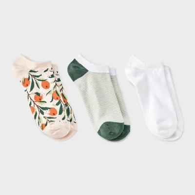 Women's Oranges 3pk Low Cut Socks - A New Day™ Orange/White/Green 4-10: Floral Pattern, Tagless 5 Women's Oranges 3pk Low Cut Socks - A New Day™ Orange/White/Green 4-10: Floral Pattern, Tagless - Image 3