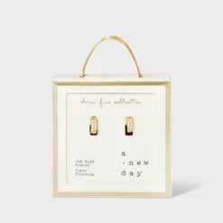 14K Gold Plated Cubic Zirconia Hoop Earrings - A New Day™ Gold -A NEW DAY Shop GUEST 0c80a647 4a28 40ed 9ef1 b5d3c744e29c