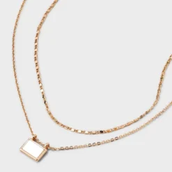 Gold Mop Rectangle 2 Row Necklace - A New Day™ Gold: Nickel-Free Metal, Lobster Claw Clasp, Multi-Strand Design, 16" Length -A NEW DAY Shop GUEST 0f1dd96d 8897 47fd a8e8 e1addf391f42