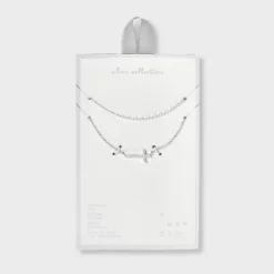 Silver Plated Horizontal Cross Necklace 2pc Set - A New Day™ Silver -A NEW DAY Shop GUEST 10150f0d 8b63 4080 bd69 dbf8fd2e9c44