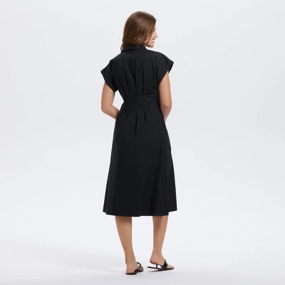 Women's Short Sleeve Pleated Midi Shirtdress - A New Day™ 3 Women's Short Sleeve Pleated Midi Shirtdress - A New Day™