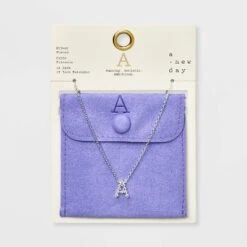 Silver Plated Cubic Zirconia Initial Pendant Necklace - A New Day™ Silver -A NEW DAY Shop GUEST 1544e0f6 a001 4559 9e35 353a80191154