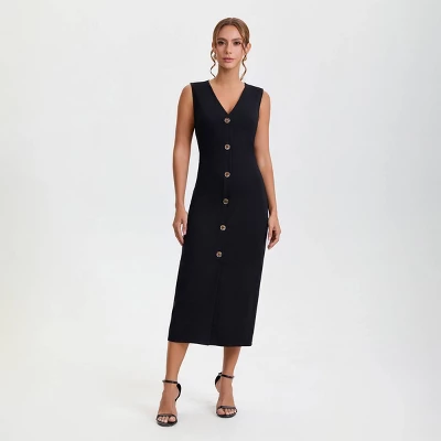 Women's Fitted Knit Maxi Bodycon Dress - A New Day™ Black 8 Women's Fitted Knit Maxi Bodycon Dress - A New Day™ Black - Image 6