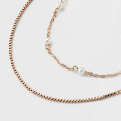 Gold 2 Row Clear Stone Pearl Ball Necklace - A New Day™ Gold: Boxed Chain, Lobster Claw Clasp, 17" Length, 3" Extender -A NEW DAY Shop GUEST 19147d1d cbe8 4223 9caf 6cdfc9a5b2ab