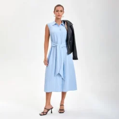 Women's Tie-Waist Midi Shirtdress - A New Day™ Blue -A NEW DAY Shop GUEST 1a0d03f1 a296 469c bb27 61553a370bf6