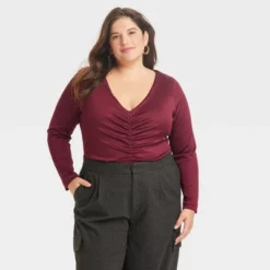 Women's Long Sleeve Ruched Slim Fit Bodysuit - A New Day™ -A NEW DAY Shop GUEST 1a222b96 676b 421f a3e7 e09566812ac1