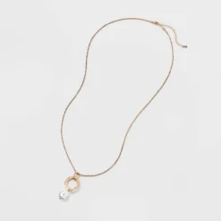 Hammered Ring And Pearl Drop Pendant Necklace - A New Day™ Gold -A NEW DAY Shop GUEST 1e84617e 8718 4fa1 855b ed37f9bbf587