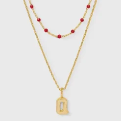 14K Gold Dipped Beaded Initial Necklace Set 2pc - A New Day™ Gold/Marron -A NEW DAY Shop GUEST 1ed429ea 04e2 4e45 b7f5 ecfa0a15c736