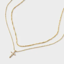 14K Gold Plated Cubic Zirconia Cross Pendant Necklace - A New Day™ Gold -A NEW DAY Shop GUEST 20827dd2 7fab 4b2e adb0 649b0663fe1e