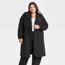 Women's Relaxed Fit Trench Rain Coat - A New Day™ Black -A NEW DAY Shop GUEST 20970525 9ae1 4193 86cf 5c36f2b050a3
