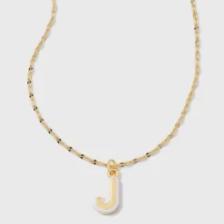14K Gold Dipped Enamel Initial Pendant Necklace - A New Day™ Gold/White -A NEW DAY Shop GUEST 20f5b974 3b6a 4e49 86c3 fe54ba4ca5ed