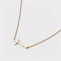 14K Gold Plated Stationed Cross Pendant Necklace - A New Day™ Gold -A NEW DAY Shop GUEST 2190b6a3 2d66 4f34 89d8 e2dd2b3b4320