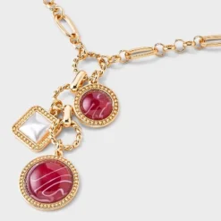 Cabochon Triple Drop Chain Necklace - A New Day™ Gold/Burgundy -A NEW DAY Shop GUEST 21fa501d dbab 4765 9e72 f53e11477174