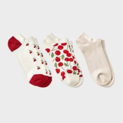 Women's Cherries 3pk Low Cut Socks - A New Day™ Ivory/Red 4-10 -A NEW DAY Shop GUEST 24f8dc8f 9882 4bbf 98f6 e69d1c4f1f71
