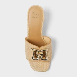 Women's Arden Raffia Ornamented Block Heels With Memory Foam Insole - A New Day™ Tan -A NEW DAY Shop GUEST 25148013 ad4d 4c20 b125 b564e6cc91fd