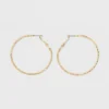 Textured Hoop Earrings - A New Day™ Gold: Leverback, Nickel-Free Metal, 1.75" Diameter