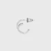 Sterling Silver Cubic Zirconia Faux Duo Stud Hoop Earrings - A New Day™ Silver