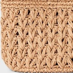 Straw Tie-Top Shoulder Bag - A New Day™ Light Brown: Woven Paper, Structured Handbag, Adjustable Strap -A NEW DAY Shop GUEST 2a27e3d9 ab33 43c3 90f6 4518168eae66
