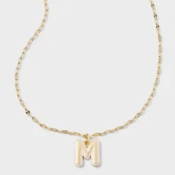 14K Gold Dipped Enamel Initial Pendant Necklace - A New Day™ Gold/White -A NEW DAY Shop GUEST 2b4dc753 8290 4030 8e95 911bf87034ea