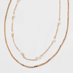 Gold 2 Row Clear Stone Pearl Ball Necklace - A New Day™ Gold: Boxed Chain, Lobster Claw Clasp, 17" Length, 3" Extender -A NEW DAY Shop GUEST 2bbf02c0 7c8f 4f59 8f67 6e6d15c4106f