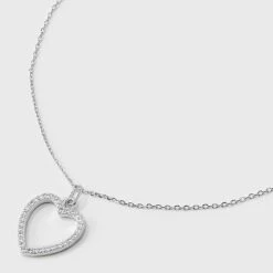 Sterling Silver Open Heart Cubic Zirconia Necklace - A New Day™: Spring Ring Clasp, 16" Pendant -A NEW DAY Shop GUEST 2f0cab75 09ae 4857 adb4 e3c9bc32c2a9
