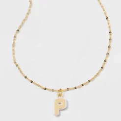 14K Gold Dipped Enamel Initial Pendant Necklace - A New Day™ Gold/White -A NEW DAY Shop GUEST 3085e011 22a8 443e bb0b d0f3471aa64e