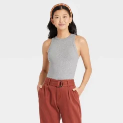 Women's Slim Fit Ribbed 3pk Bundle Tank Top - A New Day™ Black/White/Gray XS