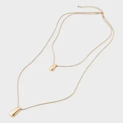 Rectangle Pendant Multi-Strand Necklace - A New Day™ Gold: Brass Cord With Lobster Claw Clasp, 20" Length, 3" Extender -A NEW DAY Shop GUEST 346446a2 b695 41cd b959 f95dc1562a0d