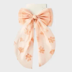 Chiffon Floral Double Bow Hair Barrette - A New Day™