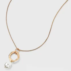 Hammered Ring And Pearl Drop Pendant Necklace - A New Day™ Gold -A NEW DAY Shop GUEST 3686df06 d773 4973 92b1 4579731fe82c