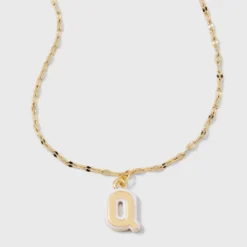 14K Gold Dipped Enamel Initial Pendant Necklace - A New Day™ Gold/White -A NEW DAY Shop GUEST 36a25b9f 95bd 4ba2 8d2e 6895c62f95b9