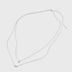 Silver Plated Cubic Zirconia Station Layered Necklace - A New Day™ Silver: Lobster Claw Clasp, 16-19" Length -A NEW DAY Shop GUEST 36dabf4a 510c 4979 a825 bbcf1a6bebc8