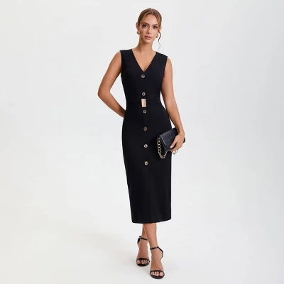 Women's Fitted Knit Maxi Bodycon Dress - A New Day™ Black 5 Women's Fitted Knit Maxi Bodycon Dress - A New Day™ Black - Image 3