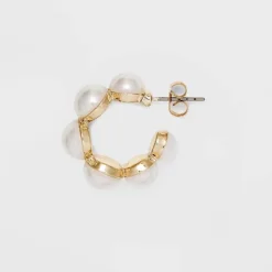 Mini Pearl Hoop Earrings - A New Day™ Gold: Nickel-Free Metal, Post Closure, 1.1" Length, Pearl Stone Type -A NEW DAY Shop GUEST 3d82042f 9f48 4d20 b456 0aa662dde27a