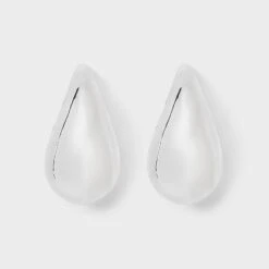 Thick Tear Drop Stud Earrings - A New Day™ Silver: Hypoallergenic Plastic, Post Closure, 1.3" Length -A NEW DAY Shop GUEST 42f22c31 3e0b 4952 b238 f01da2664ac2