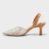 Women's Isabel Embellished Slingback Kitten Heels - A New Day™ Clear