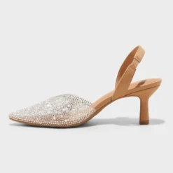 Women's Isabel Embellished Slingback Kitten Heels - A New Day™ Clear