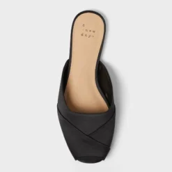 Women's Trina Satin Peep Toe Mule Flats - A New Day™ Black -A NEW DAY Shop GUEST 44241501 8f78 474e 95b2 ed1d73d49fca