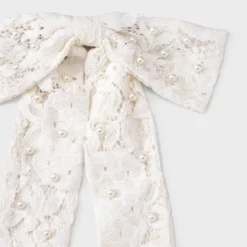 Floral Lace Bow Hair Barrette - A New Day™ Ivory