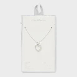 Sterling Silver Open Heart Cubic Zirconia Necklace - A New Day™: Spring Ring Clasp, 16" Pendant -A NEW DAY Shop GUEST 494144d2 8259 4bce b454 9ae18c0022b0