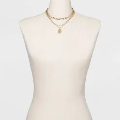 3 Row Chunky Chain Necklace - A New Day™ Gold