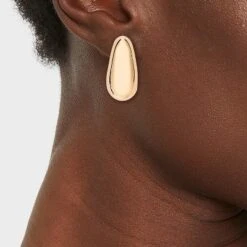 Gold Smooth J Shape Hoop Earrings - A New Day™ Gold: Nickel-Free Metal, Statement Design
