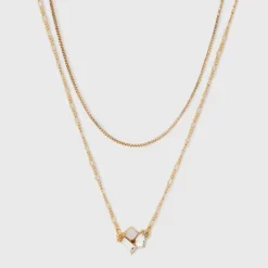 Glass Opal Pendant Multi-Strand Chain Necklace - A New Day™ Gold: Figaro Boxed Style, Lobster Claw Clasp, 16-19 Inch Length -A NEW DAY Shop GUEST 4cff00c1 de8c 4437 8293 0fdfc7f2d346