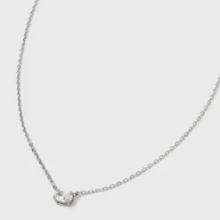 Sterling Silver Prong Set Oval Cubic Zirconia Necklace - A New Day™ Silver: Polished Cable Chain, Spring Ring Clasp -A NEW DAY Shop GUEST 4fe84bd1 a30d 40c0 84a0 2cbdc69d41fd