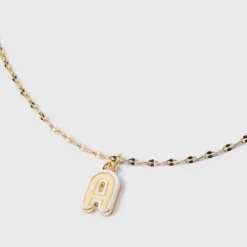 14K Gold Dipped Enamel Initial Pendant Necklace - A New Day™ Gold/White -A NEW DAY Shop GUEST 52d56f84 d322 4e7d b330 79c0d31fd6a9
