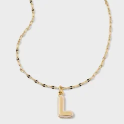 14K Gold Dipped Enamel Initial Pendant Necklace - A New Day™ Gold/White -A NEW DAY Shop GUEST 52ff3939 a8dc 483f b3eb db26f3c00a33