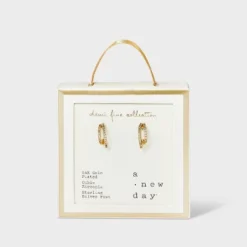 14k Gold Plated Cubic Zirconia Faux Duo Pave Hoop Earrings - A New Day™ Gold -A NEW DAY Shop GUEST 55ecde2b 228b 445c 9ddd a6ad1a4c743c